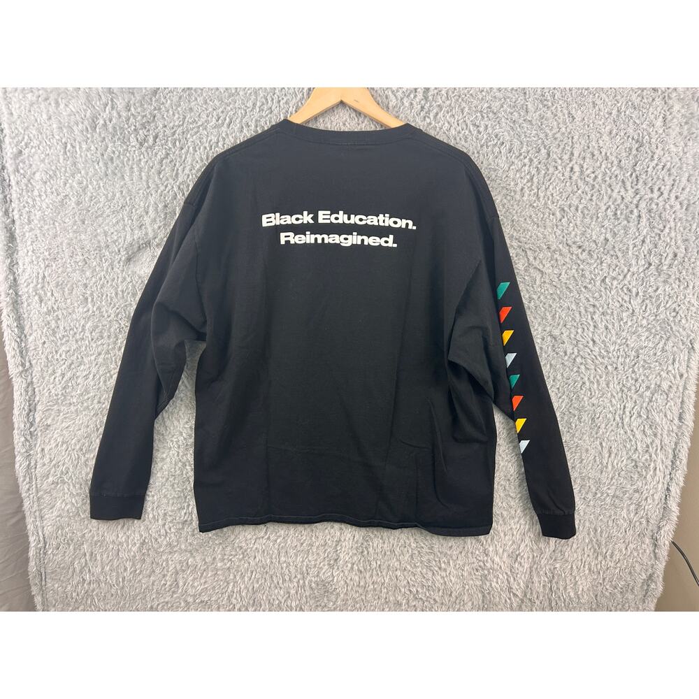 HBCU Long Sleeve Graphic Shirt Black Multicolor Triangles Unisex XL - Picture 3 of 8